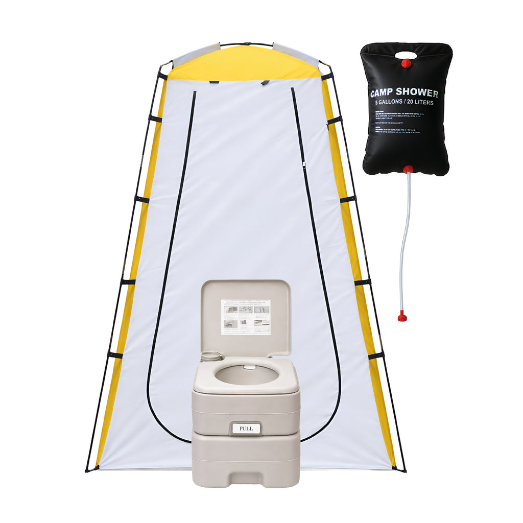 Baño Químico Portátil con Carpa y Ducha Solar 20 L para Camping