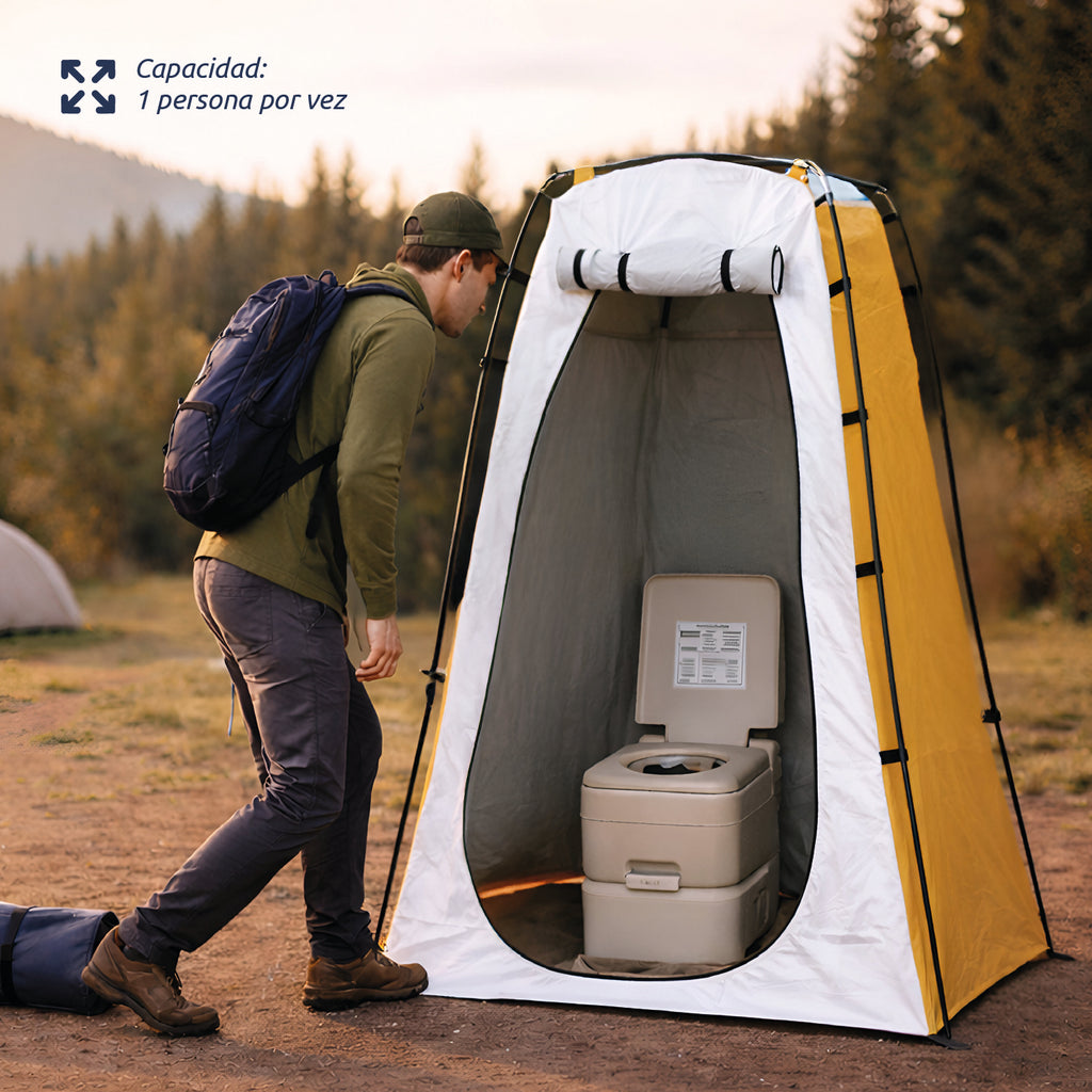 Baño Químico Portátil con Carpa y Ducha Solar 20 L para Camping