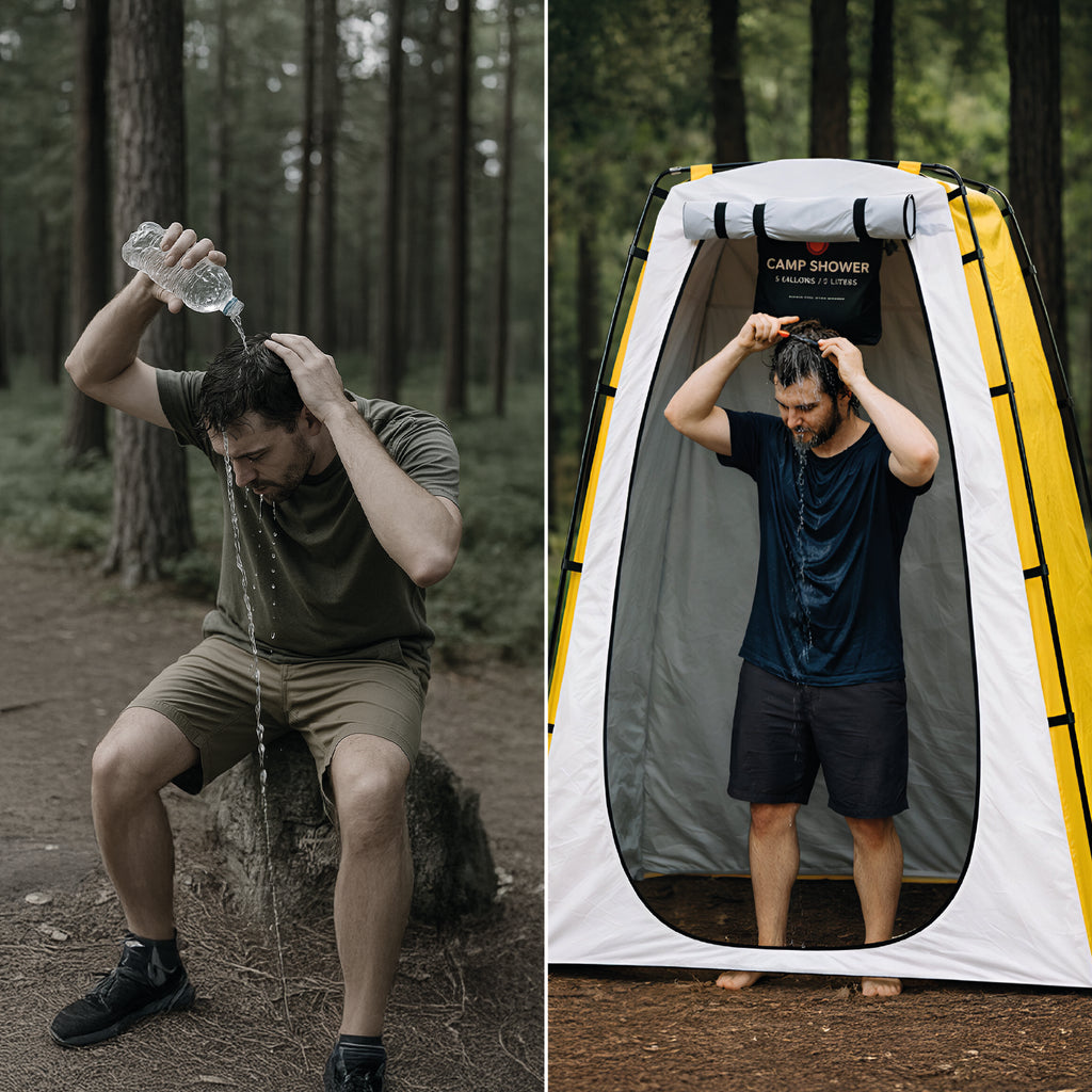 Baño Químico Portátil con Carpa y Ducha Solar 20 L para Camping
