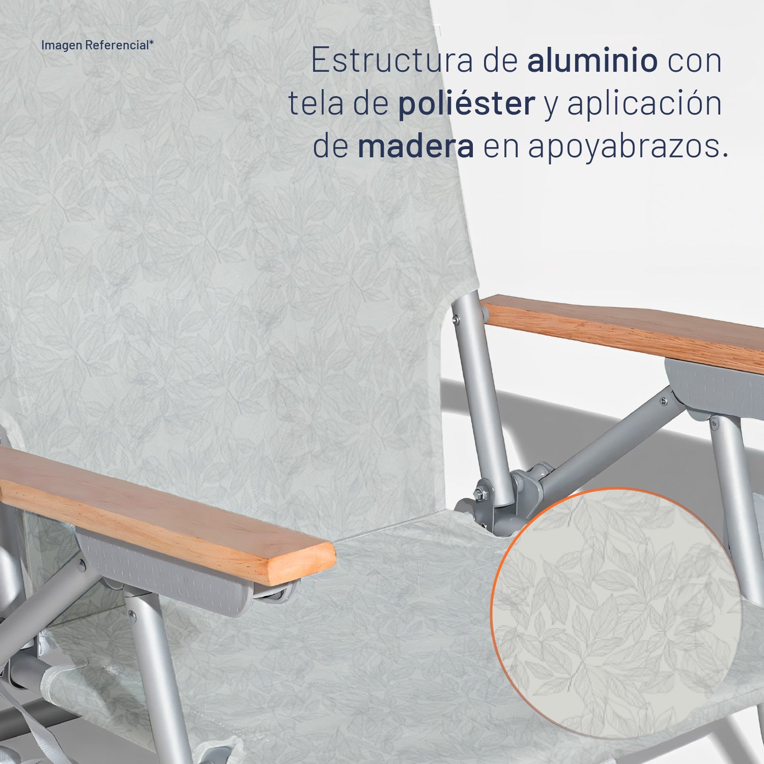 Silla De Playa Aluminio Madera Y Tela Resistente Gris Miglu