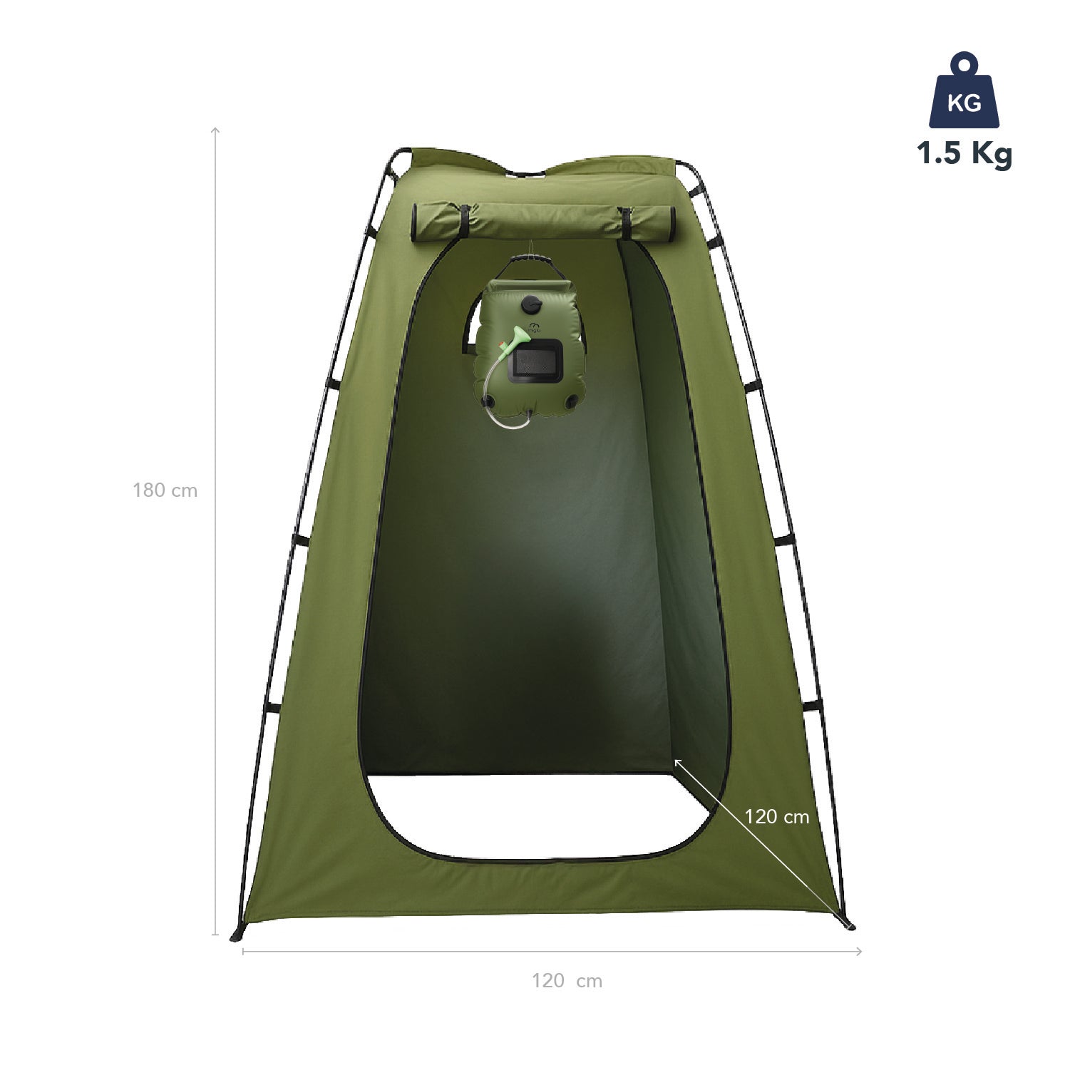 Carpa Probador Baño Portátil Ducha Solar Verde Para Camping Miglú