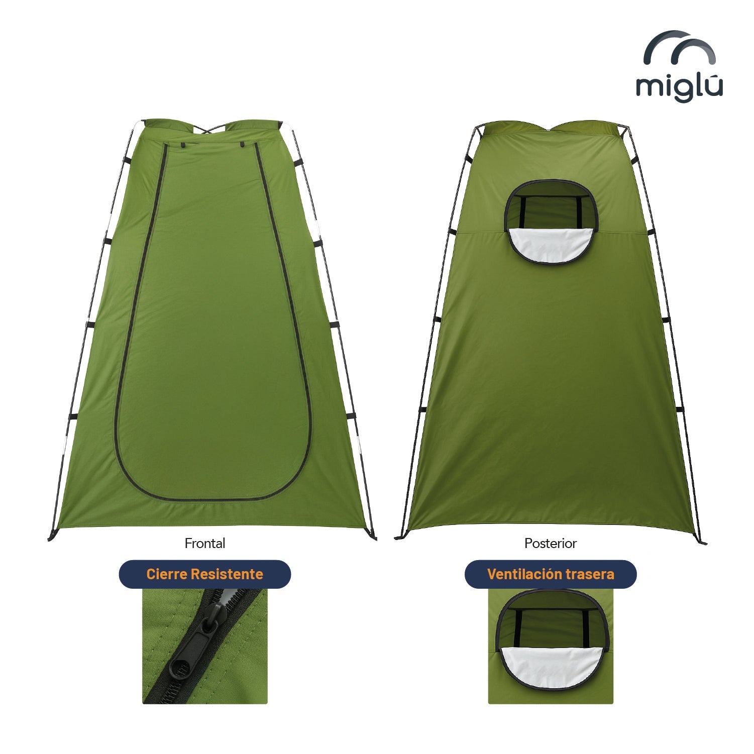 Carpa Probador Baño Portátil Ducha Solar Verde Para Camping Miglú