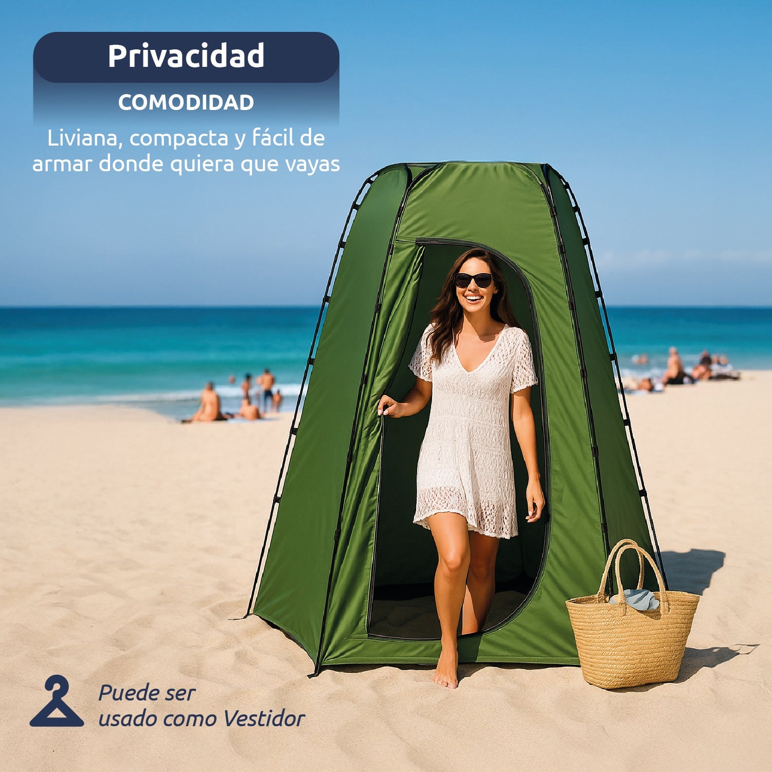 Carpa Probador Baño Portátil Ducha Solar Verde Para Camping Miglú